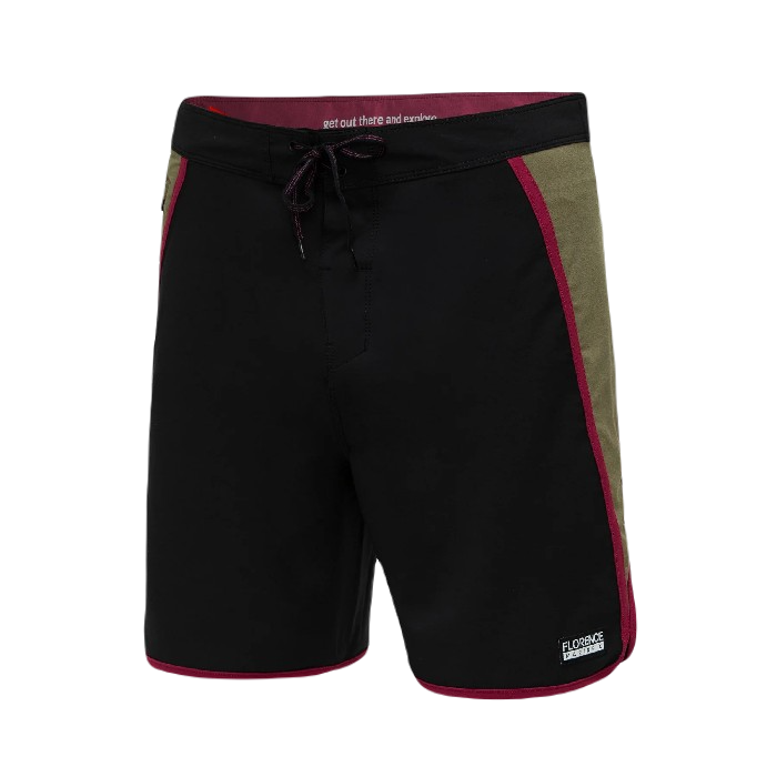 FLORENCE MARINE X BURGEE BOARDSHORT - BLACK BURNT OLIVE