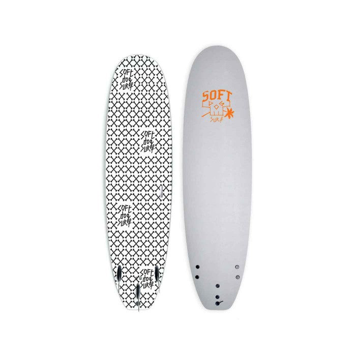 SOFTDOG SKOOLDOG 7`6 SOFTTOP SURFBOARD – GRAU/ORANGE