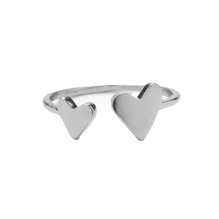 PURA VIDA TWO HEARTS RING - SILVER