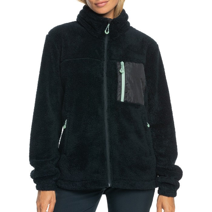 ROXY ALABAMA TECHNICAL FULL ZIP FLEECE VEST - TRUE BLACK