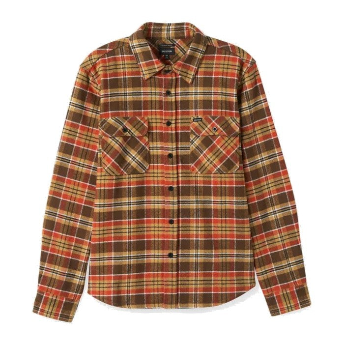 BRIXTON BOWERY HEAVY WEIGHT LONG SLEEVE FLANNEL OVERHEMD - DESERT PALM/ANTELOPE