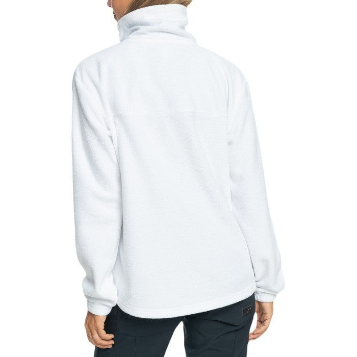 ROXY CHLOE KIM LAYER TECHNICAL HALF ZIP FLEECE SWEATER - BRIGHT WHITE