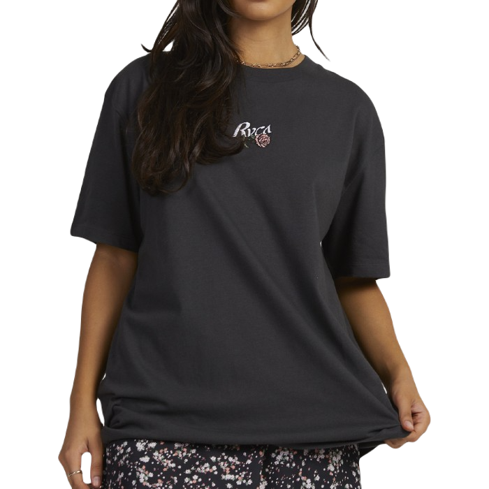 RVCA ROSES ONLY T-SHIRT - WASHED BLACK