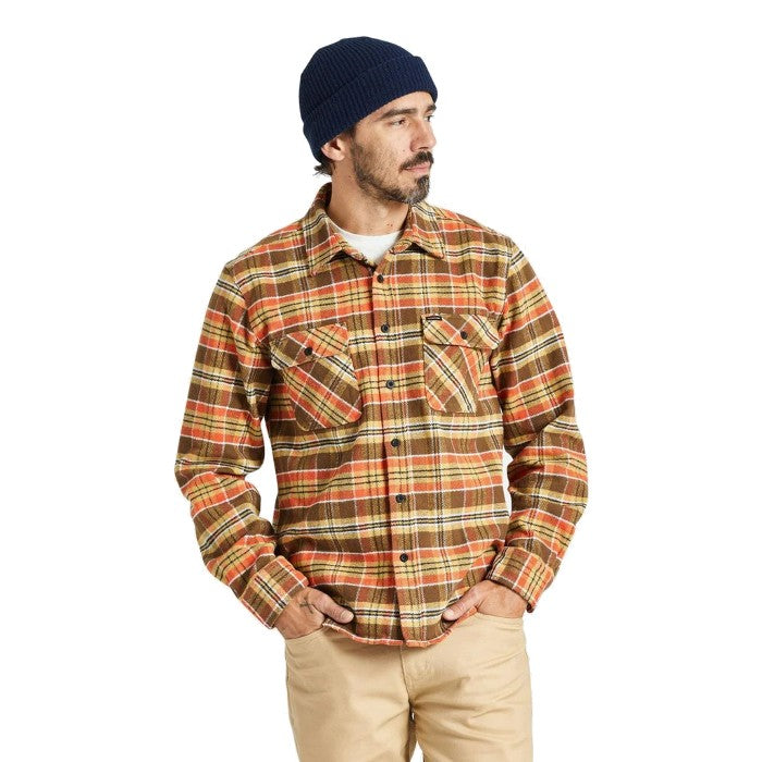 BRIXTON BOWERY HEAVY WEIGHT LONG SLEEVE FLANNEL OVERHEMD - DESERT PALM/ANTELOPE