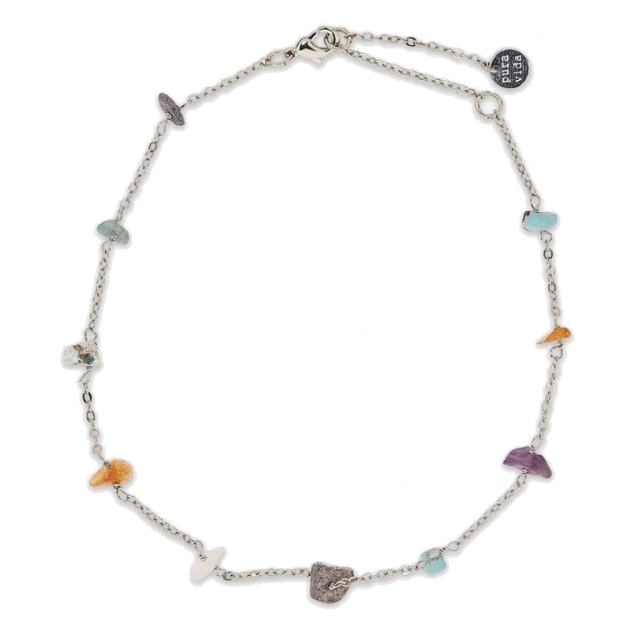 PURA VIDA RAINBOW CHIP CHAIN ENKELBANDJE - SILVER