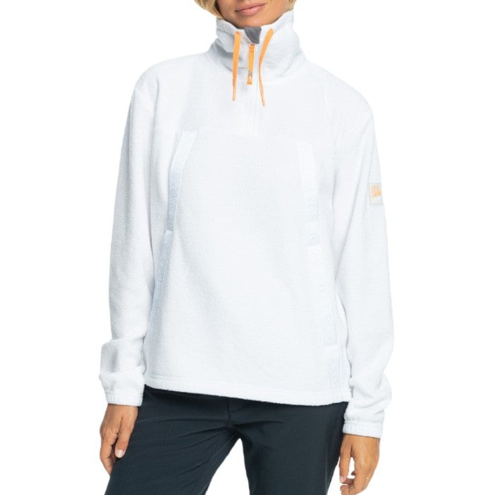 ROXY CHLOE KIM LAYER TECHNICAL HALF ZIP FLEECE SWEATER - BRIGHT WHITE