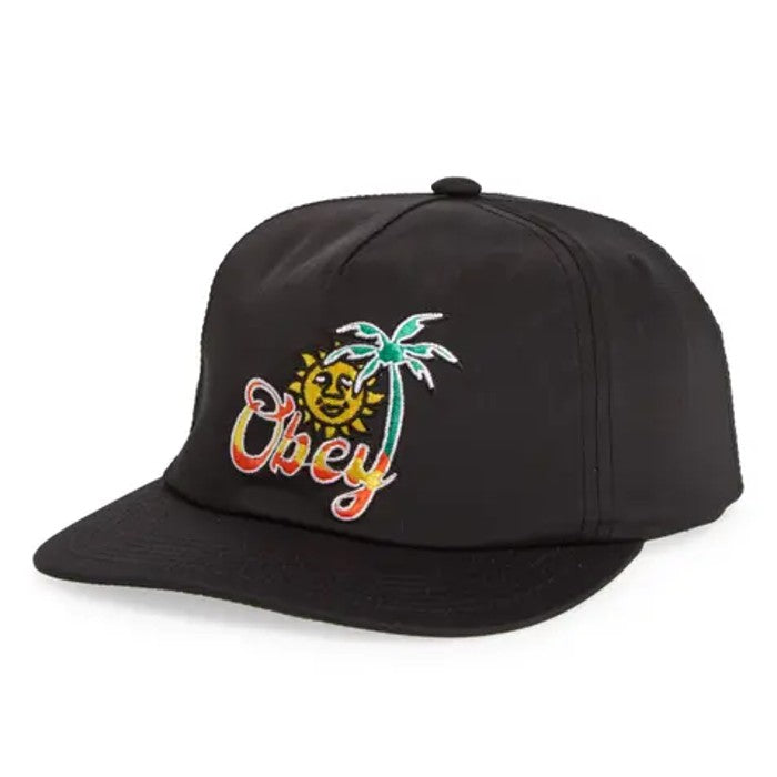 OBEY TROPICAL 5 PANEL NYLON SNAPBACK PET - BLACK