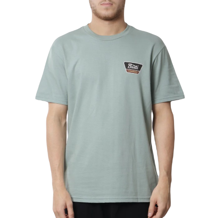 BRIXTON LINWOOD SHORT SLEEVE STANDARD T-SHIRT - CHINOIS GREEN/WASHED BLACK/OFF WHITE