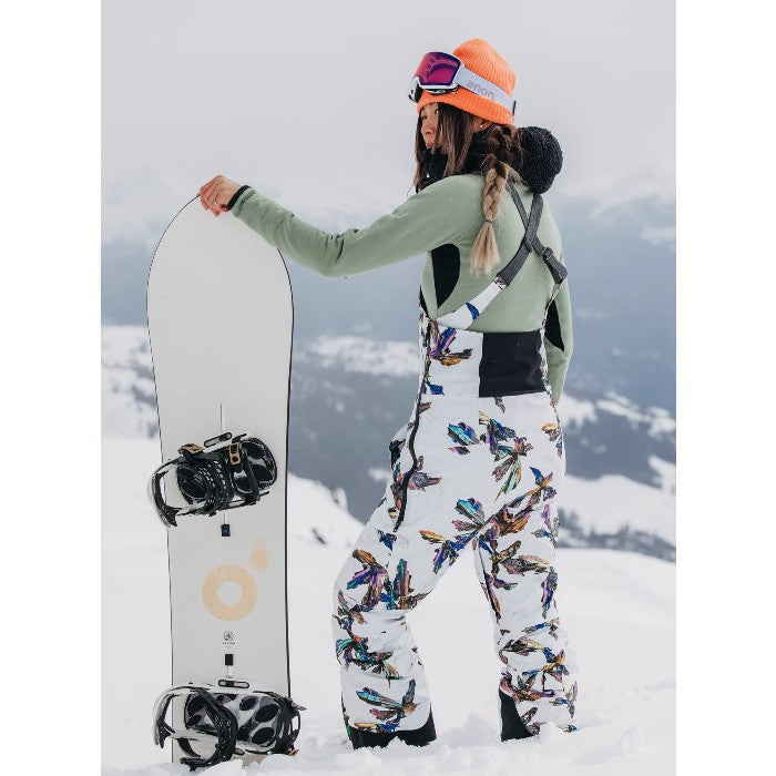 BURTON W AK GORE KIMMY GORE-TEX 2L BIB SNOWBOARD OVERALL - STOUT WHITE CRYSTALS