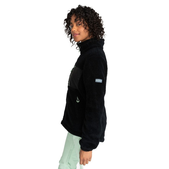 ROXY ALABAMA TECHNICAL FULL ZIP FLEECE VEST - TRUE BLACK