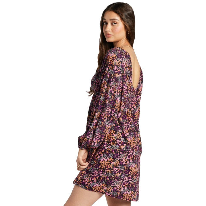 ROXY SWEETEST SHORES DRESS - ANTHRACITE FLORAL DAZE