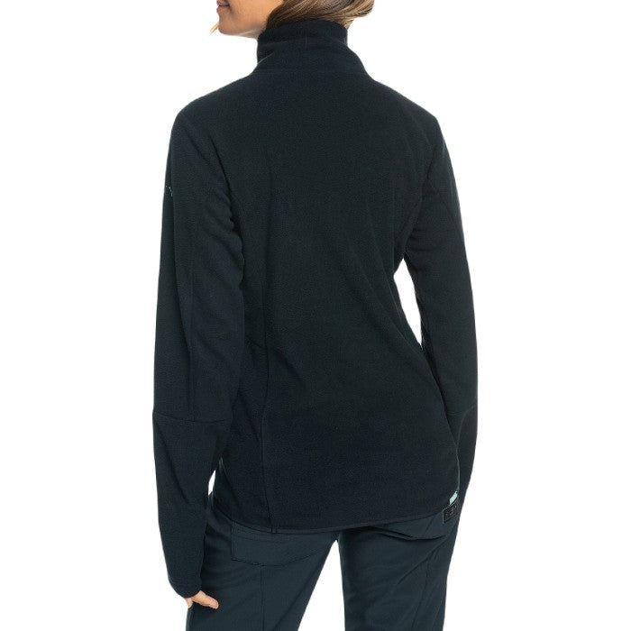 ROXY SAYNA TECHNICAL HALF ZIP FLEECE SWEATER - TRUE BLACK