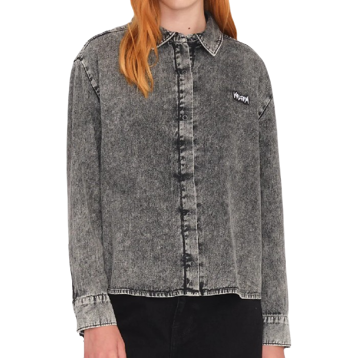 VOLCOM ASPHALT SHIRT LONG SLEEVE BLOUSE - BLACK