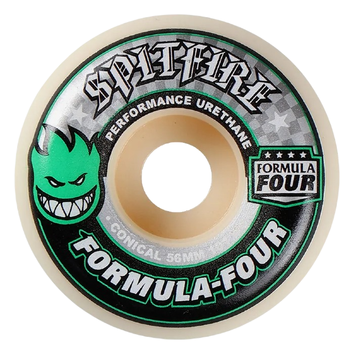 SPITFIRE FORMULA FOUR CONICAL 101D SKATEBOARD WHEELS 56 MM - GREEN