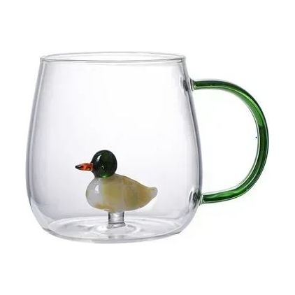 CARTOON ANIMAL SHAPE GLASS DUCK