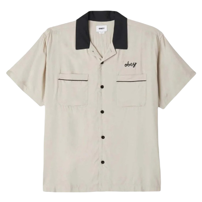 OBEY BADGER WOVEN SHIRT - SILVER GRAY