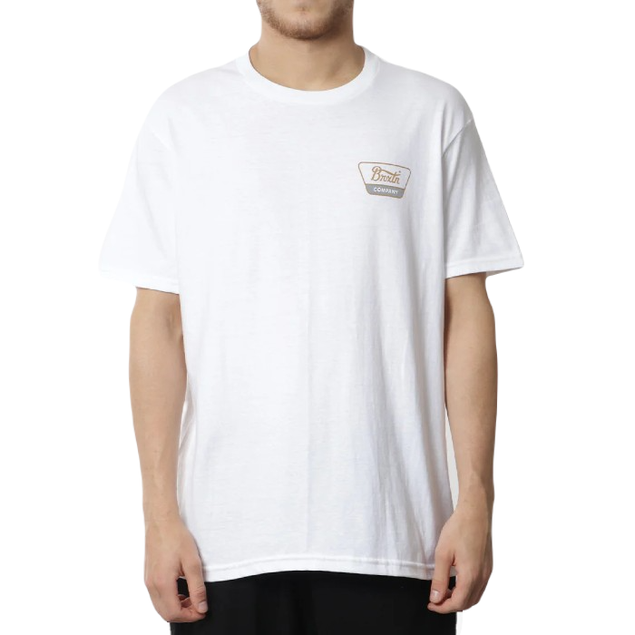 BRIXTON LINWOOD SHORT SLEEVE STANDARD T-SHIRT - WHITE/BRASS/SMOKE