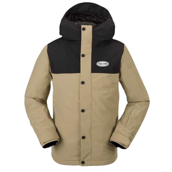 VOLCOM STONE.91 INSULATED SKI/SNOWBOARD JACKET (KIDS, BOYS) - DARK KHAKI