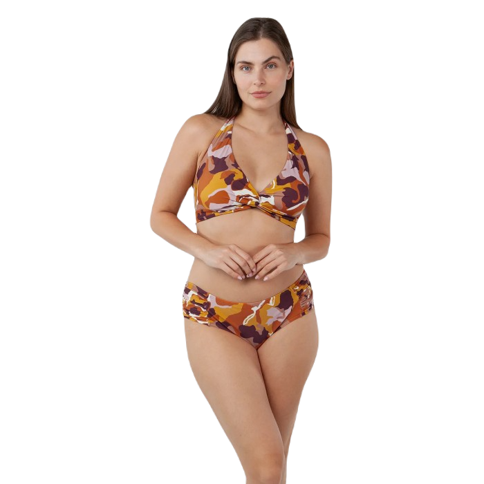 BARTS LUNAN CROSS HALTER BIKINI TOP - OCHRE