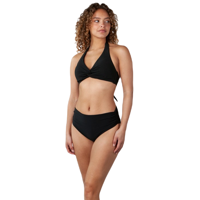 BARTS SOLID CROSS HALTER BIKINI TOP - BLACK