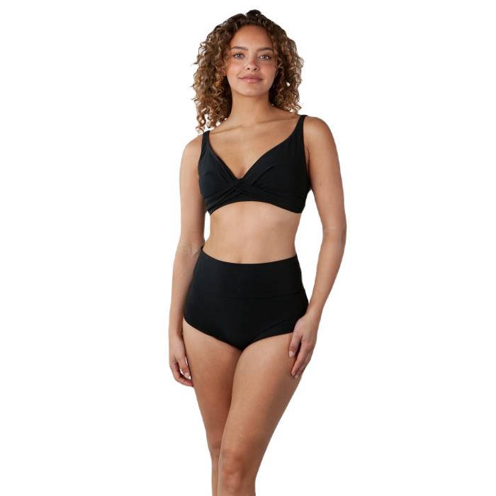 BARTS SOLID CROSS HALTER FULL BIKINI TOP - BLACK