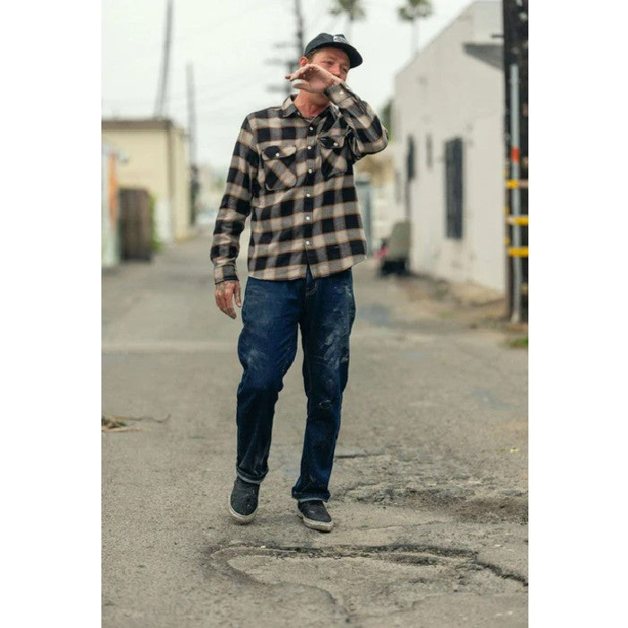 BRIXTON 20TH ANNIVERSARY BOWERY L/S FLANNEL OVERHEMD BLACK/CREAM