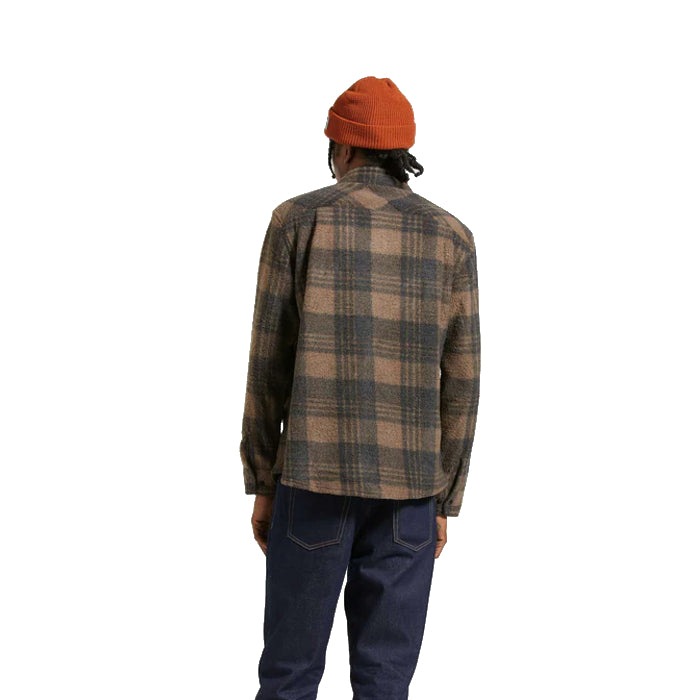 BRIXTON BOWERY ARCTIC STRETCH FLEECE L/S OVERHEMD - BURRO BROWN/BLACK PLAID The Old Man Boardsports Brixton