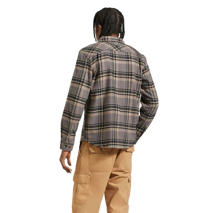 BRIXTON BOWERY FLANNEL OVERHEMD CHARCOAL/BLACK/CINDER GREY