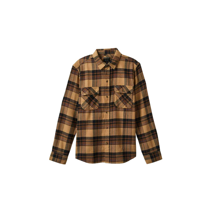 BRIXTON BOWERY FLANNEL OVERHEMD TIGERS EYE/PINECONE BROWN/WASHED BLACK