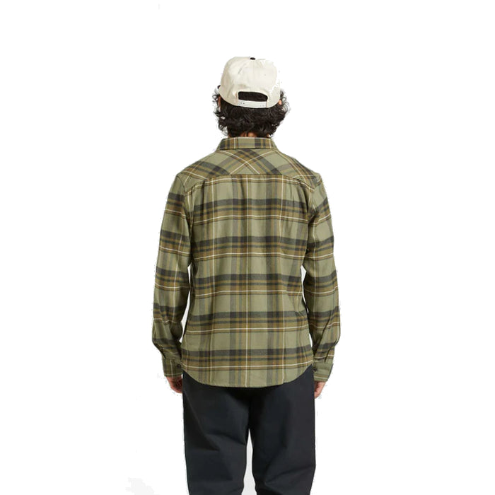 BRIXTON BOWERY FLANNEL OVERHEMD VETIVER/LAUREL WREATH/WASHED BLACK