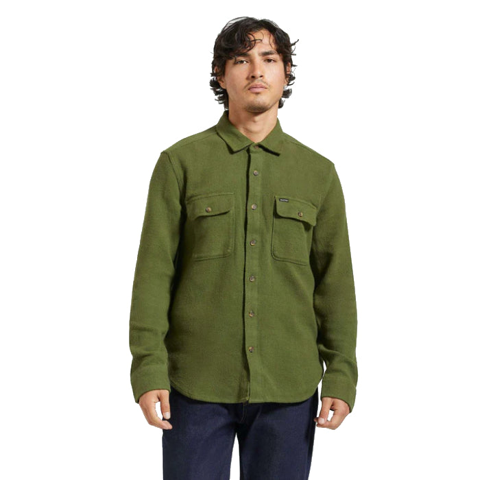 BRIXTON BOWERY TEXTURED TWILL LONG SLEEVE OVERHEMD CYPERS GREEN