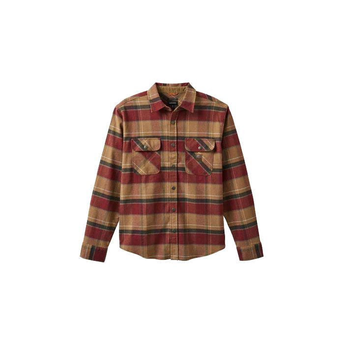 BRIXTON BUILDERS BOWERY FLANNEL OVERHEMD WOODSMOKE/CRDVN RD/WSHD BLCK