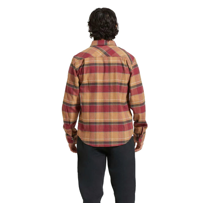 BRIXTON BUILDERS BOWERY FLANNEL OVERHEMD WOODSMOKE/CRDVN RD/WSHD BLCK