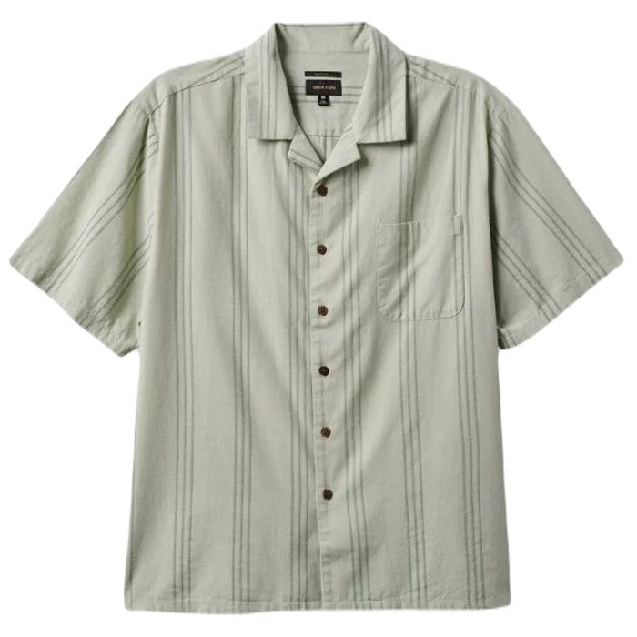 BRIXTON BUNKER RESERVE COOL WEIGHT SHORT SLEEVE WOVEN SHIRT - MINERAL GRAY