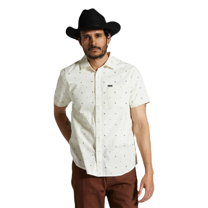 BRIXTON CHARTER PRINT SHORT SLEEVE SHIRT - OFF WHITE PYRAMID