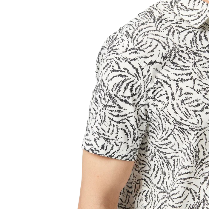 BRIXTON CHARTER PRINT SHORT SLEEVE OVERHEMD - OFF WHITE/BLACK RIPPLE