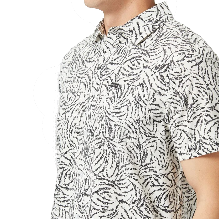 BRIXTON CHARTER PRINT SHORT SLEEVE OVERHEMD - OFF WHITE/BLACK RIPPLE