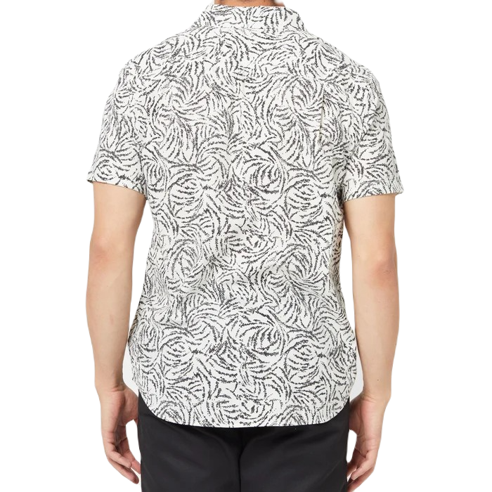 BRIXTON CHARTER PRINT SHORT SLEEVE OVERHEMD - OFF WHITE/BLACK RIPPLE