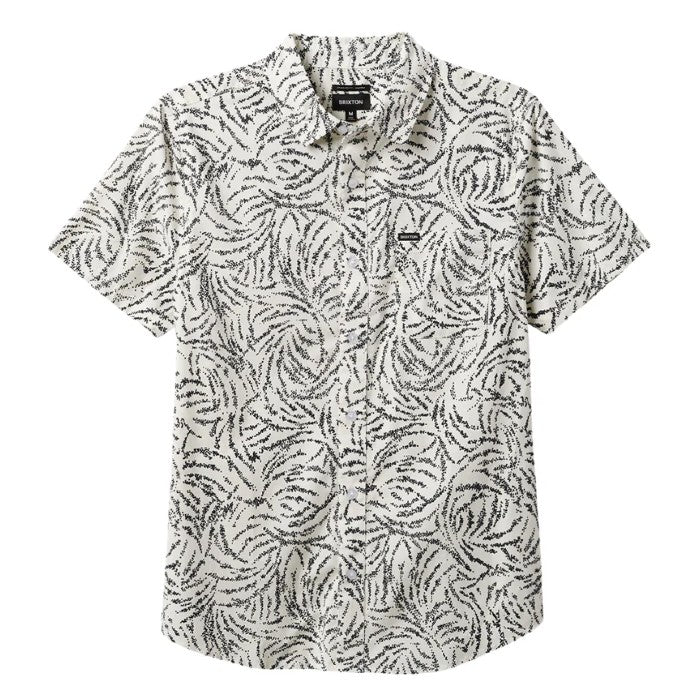 BRIXTON CHARTER PRINT SHORT SLEEVE OVERHEMD - OFF WHITE/BLACK RIPPLE