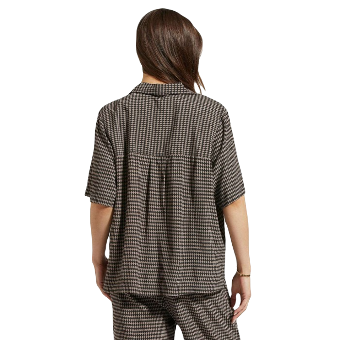 BRIXTON HUDSON LOUNGE WOVEN BLOUSE WASHED BLACK/CINDER GREY DIAMOND