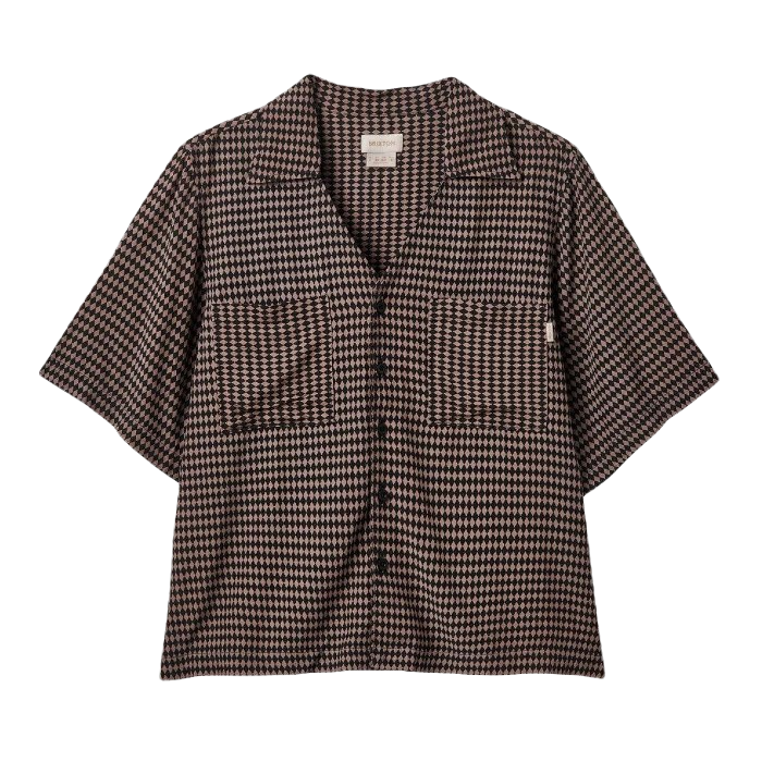 BRIXTON HUDSON LOUNGE WOVEN BLOUSE WASHED BLACK/CINDER GREY DIAMOND