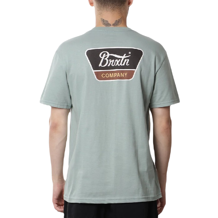 BRIXTON LINWOOD SHORT SLEEVE STANDARD T-SHIRT - CHINOIS GREEN/WASHED BLACK/OFF WHITE