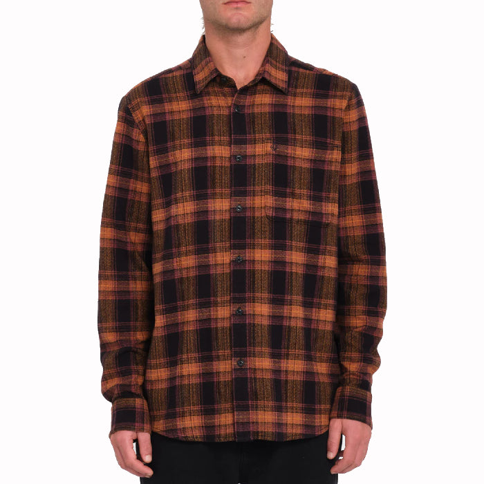 VOLCOM BAYSTONE FLANNEL LONG SLEEVE T-SHIRT BLACK