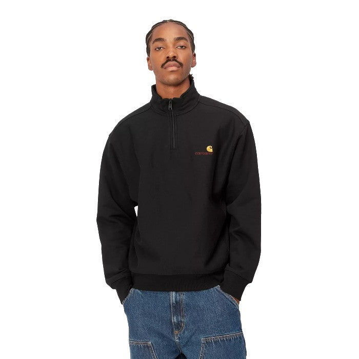 CARHARTT WIP HALF ZIP AMERICAN SCRIPT SWEATER BLACK