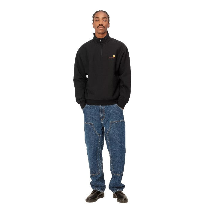 CARHARTT WIP HALF ZIP AMERICAN SCRIPT SWEATER BLACK