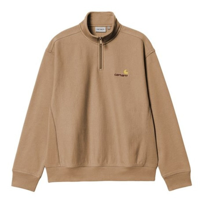 CARHARTT WIP HALF ZIP AMERICAN SCRIPT SWEATER PEANUT