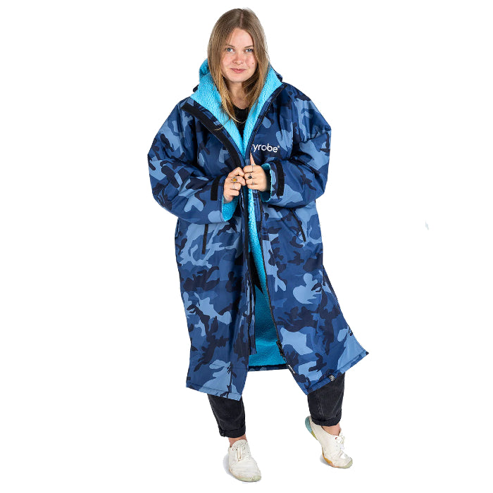 DRYROBE ADVANCE LONG SLEEVE STRANDPONCHO - BLUE CAMO/BLUE The Old Man Boardsports Dryrobe