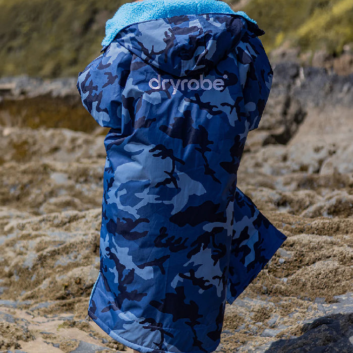 DRYROBE ADVANCE LONG SLEEVE STRANDPONCHO - BLUE CAMO/BLUE The Old Man Boardsports Dryrobe