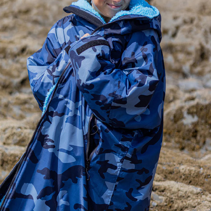 DRYROBE ADVANCE LONG SLEEVE STRANDPONCHO - BLUE CAMO/BLUE The Old Man Boardsports Dryrobe