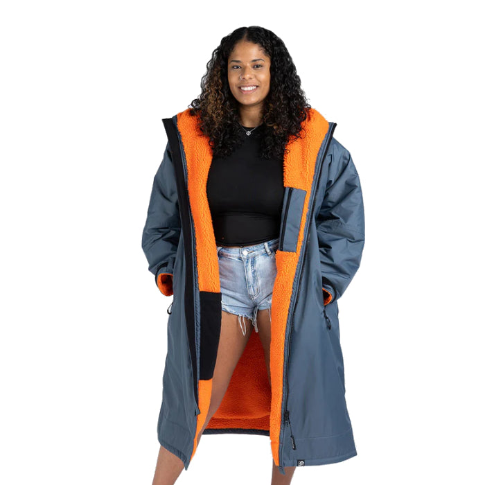 DRYROBE ADVANCE LONG SLEEVE STRANDPONCHO - DARK GREY/ORANGE The Old Man Boardsports Dryrobe